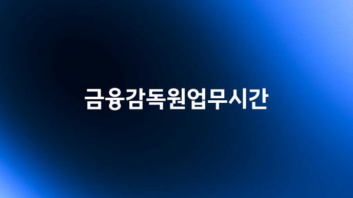 금융감독원업무시간